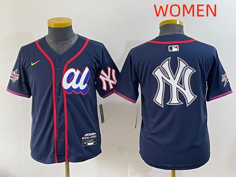 Women 2025 New York Yankees Blank Drak Blue All star Blank Blue Nike MLB Jersey style 12->women mlb jersey->Women Jersey